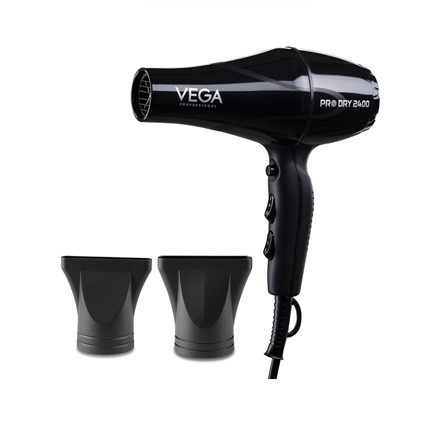 VEGA PROFESSIONAL Pro Dry 2200-2400W Hair Dryer for Salon Professionals and Styling at Home | Cool Shot Button and 3 Heat & 2 Speed Settings, Black, (VPMHD-03)