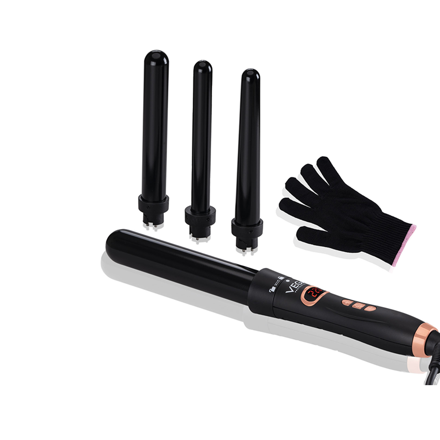 VEGA PROFESSIONAL Pro Curl Master Multi Tong Hair Curler for Women with LCD Display, Adjustbale Temperature, Ideal for Longlasting Tight & Loose Curls, (VPPCT-09)