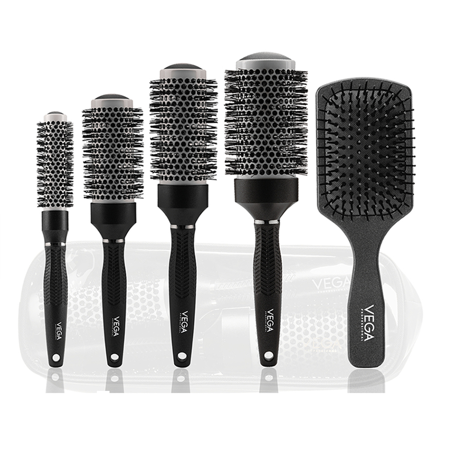 VEGA PROFESSIONAL Ceramix Shine Hair Brush Set - 5 Brushes, (VPPHB-16)