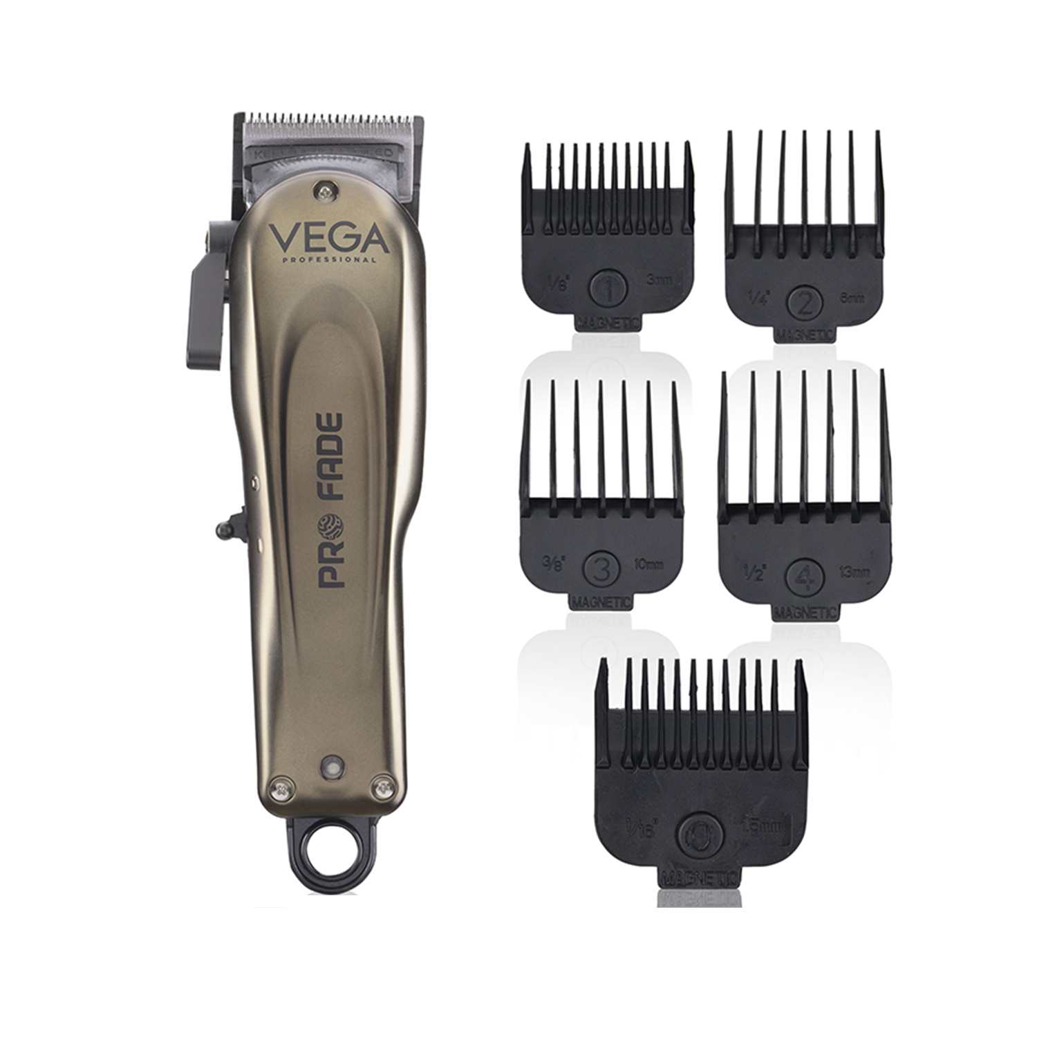 VEGA PROFESSIONAL Pro Fade Hair Clipper with 7500 RPM High Speed Rotary Motor, DLC Coated Stainless Steel, 180 mins Runtime, 120 min Charging Time for Salon, Cord & Cordless Power, (VPPHC-05)