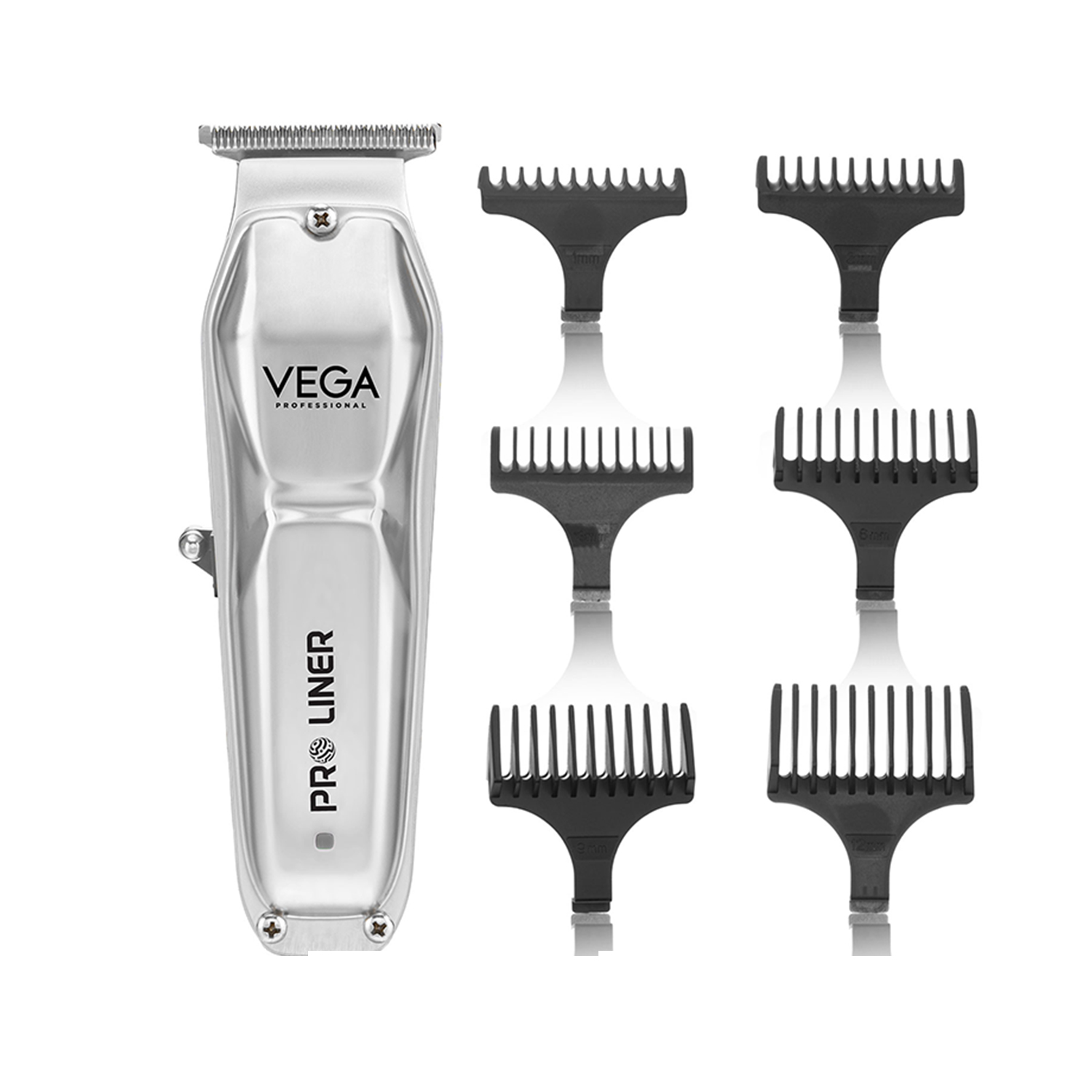 VEGA PROFESSIONAL Pro Liner Hair Trimmer Salon and Home Use with Stainless Steel Blades, 240 Mins Runtime and Charging Dock, Silver (VPPHT-03)
