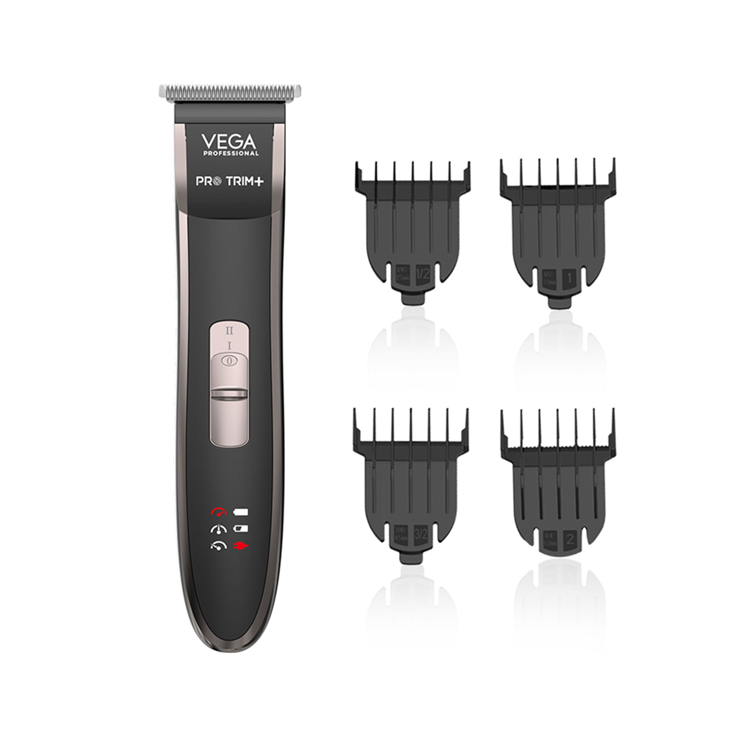 VEGA PROFESSIONAL Pro Trim+ Hair Trimmer with Dual Motor Speed 6500 RPM, 120 Min Run Time, Dual Speed Mode, 4 Comb attachment, (VPPHT-10)