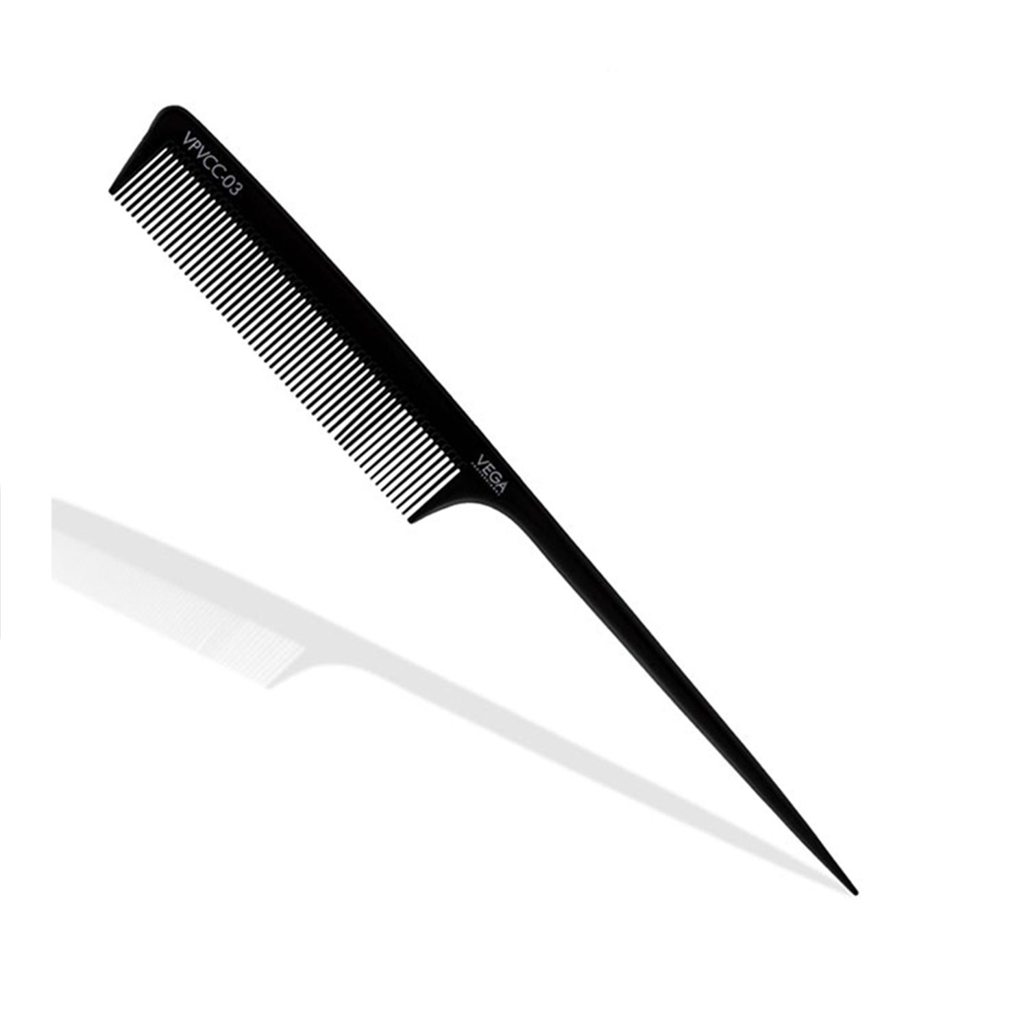 VEGA PROFESSIONAL Tail Comb (Carbon Anti-Static Black Line Hair Comb), (VPVCC-03)