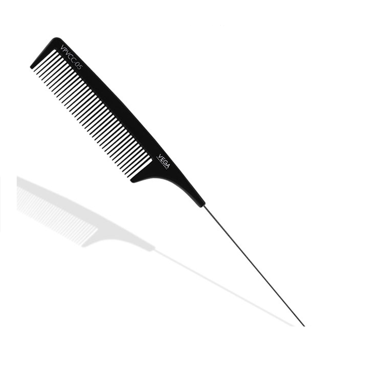 VEGA PROFESSIONAL Pin Tail Comb (Carbon Anti-Static Black Line Hair Comb), (VPVCC-05)