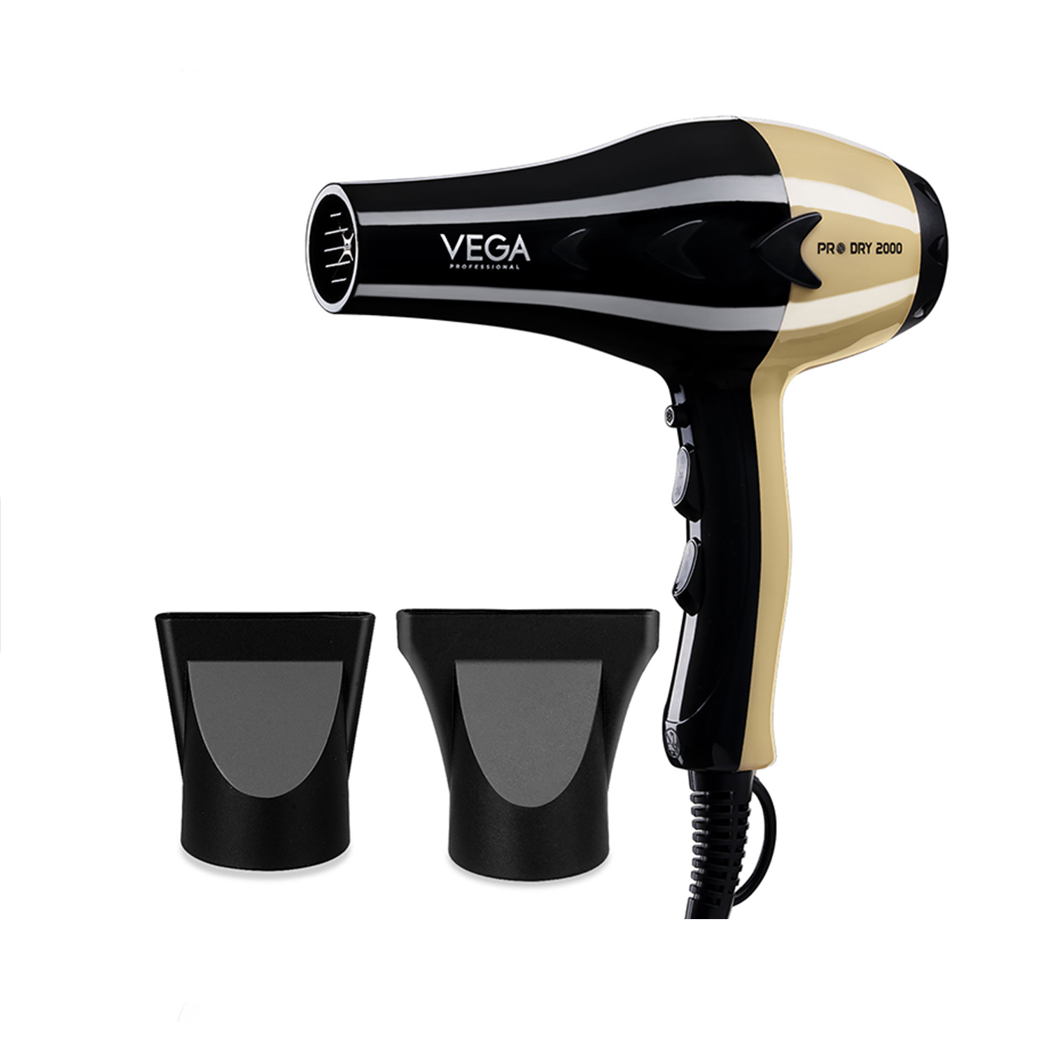 VEGA PROFESSIONAL Pro Dry 1800-2000W Hair Dryer for Salon Professionals & Every day Styling at Home | Cool Shot Button and 3 Heat & 2 Speed Settings, Gold, (VPVHD-04)