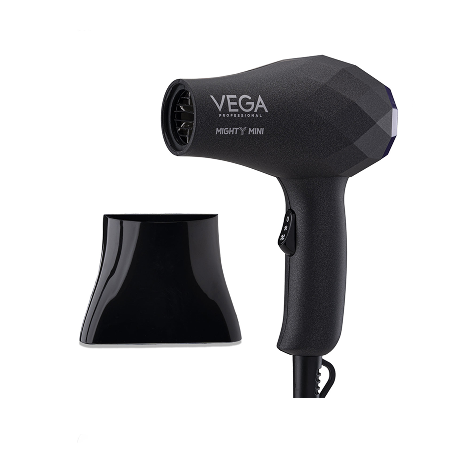 VEGA PROFESSIONAL Mighty Mini 1000-1200W Hair Dryer for Men & Women with 2 Heat/Speed Settings and Tourmaline Technology, Black (VPVHD-05)