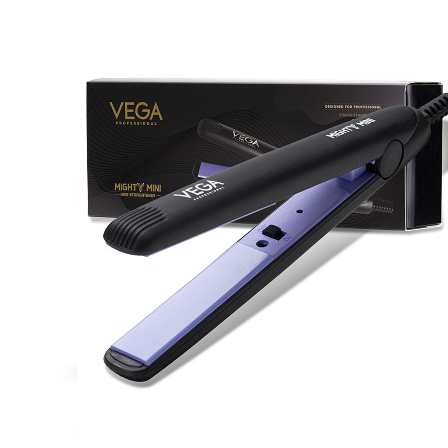 VEGA PROFESSIONAL Mighty Mini Hair Straightener with Ceramic Plates, Ultra Fast Heatup, Overheating Protection Technology, Travel Friendly, Compact Size Hair Straightener, Black (VPVHS-10)