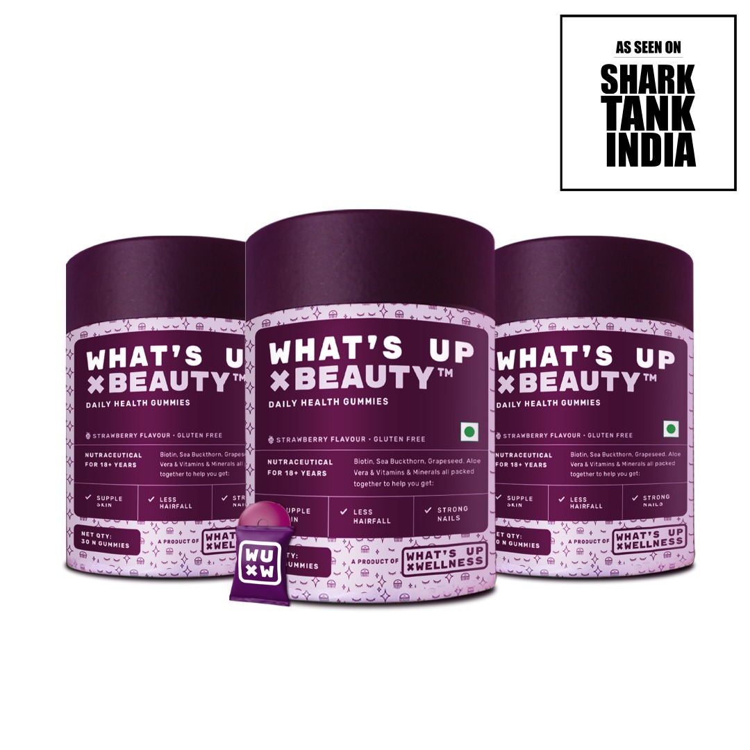 What's Up Wellness Biotin Beauty Gummies- 90 Gummies (Pack of 3)