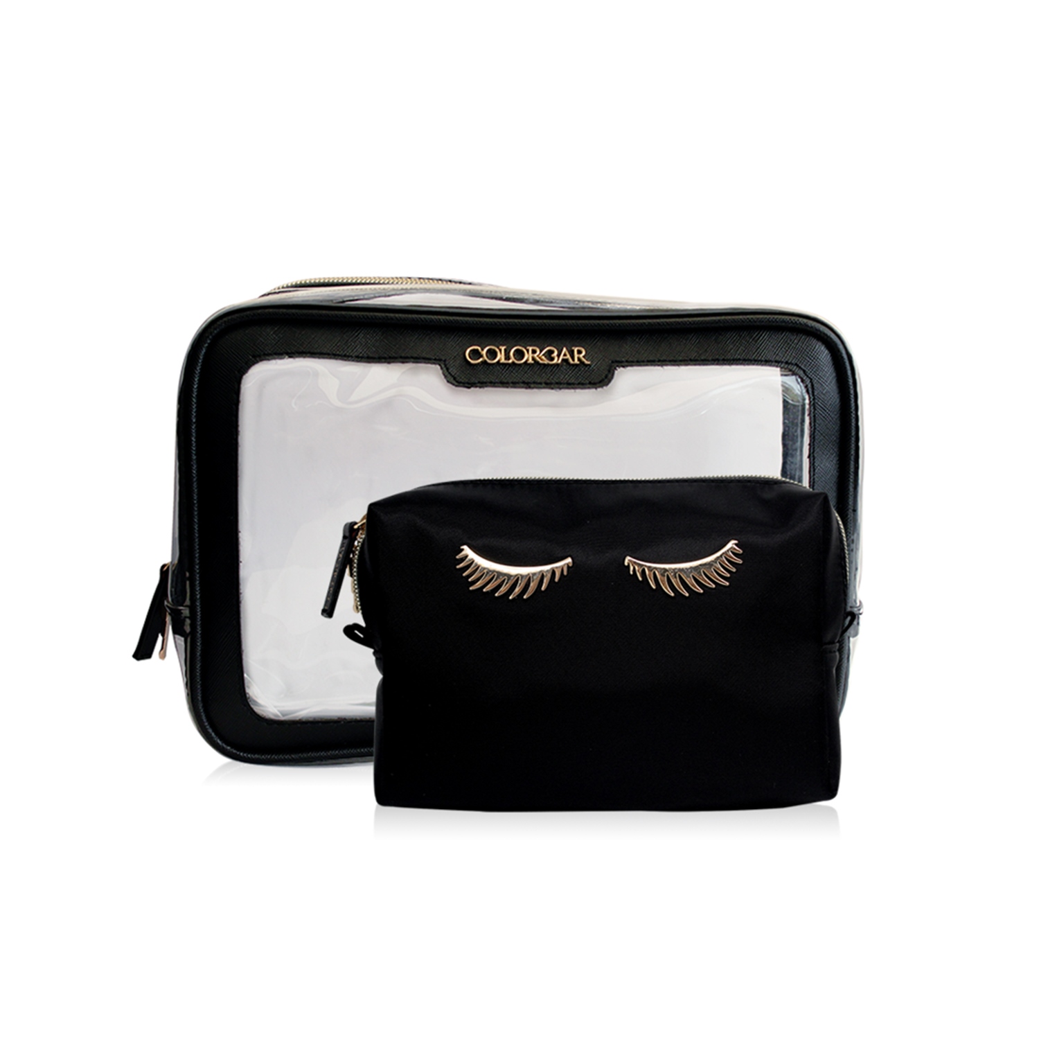 Colorbar Pouch Lips & Lashes Box Pouch(Set Of Two) - Black
